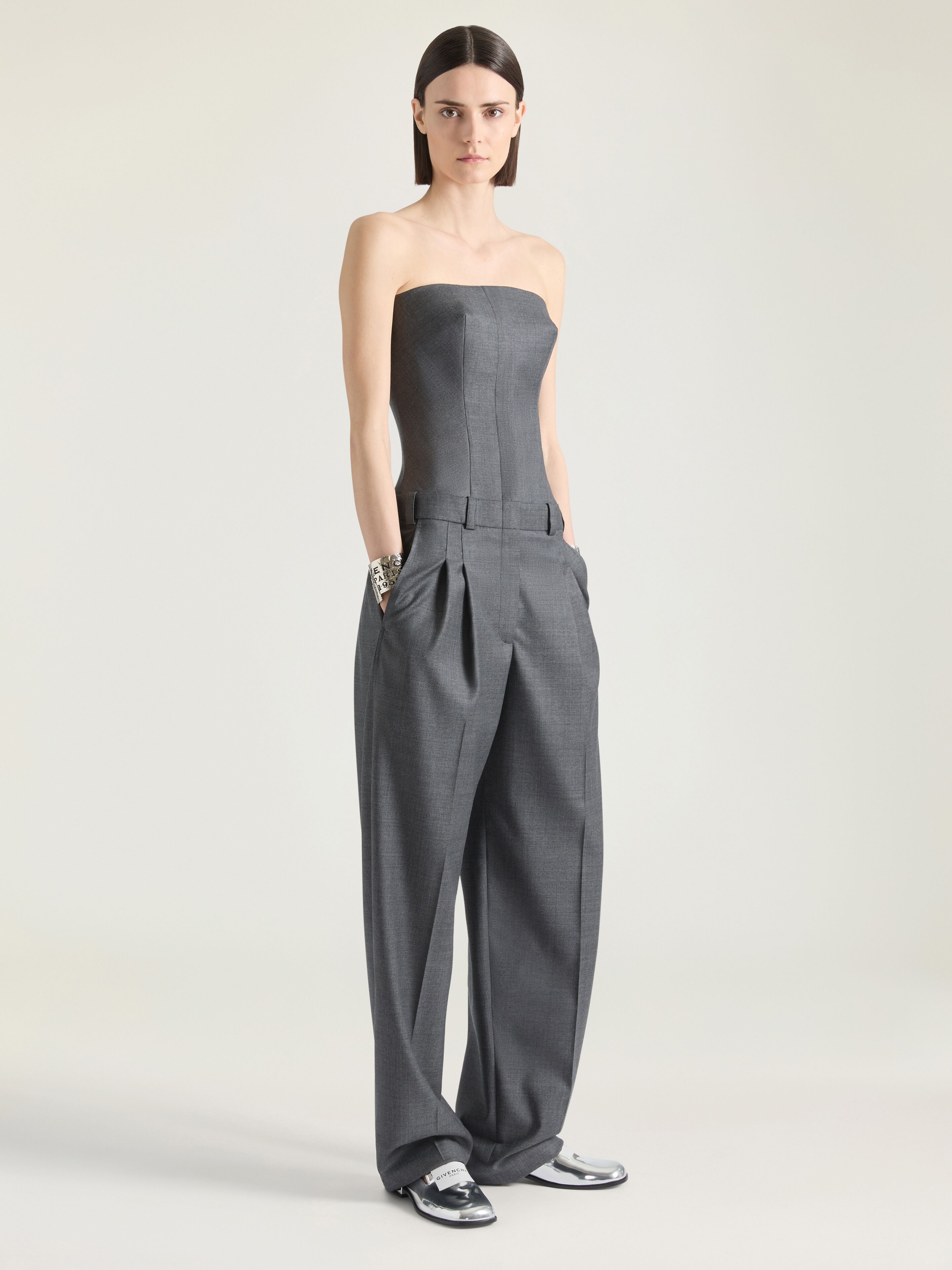 Bullet bustier tailored all-in-one in wool